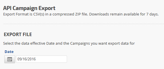 Select export data date