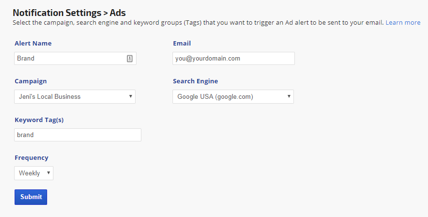 Create an Ads Monitor alert