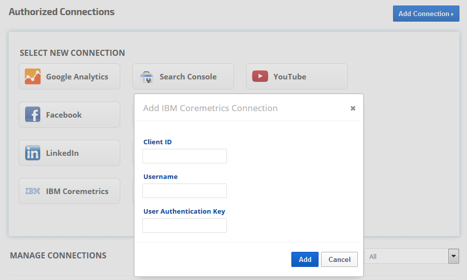 Set up IBM Coremetrics Digital Analytics account