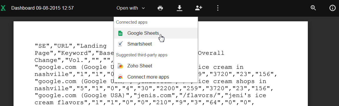 rank report exported to Google Drive