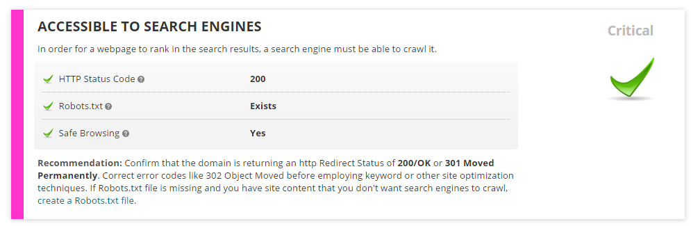 Accessible to Search Engines