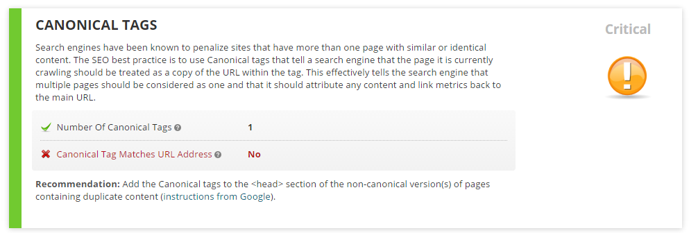 Analysis of Canonical Tag