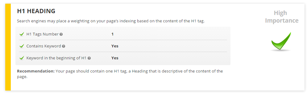 H1 Keyword Optimization