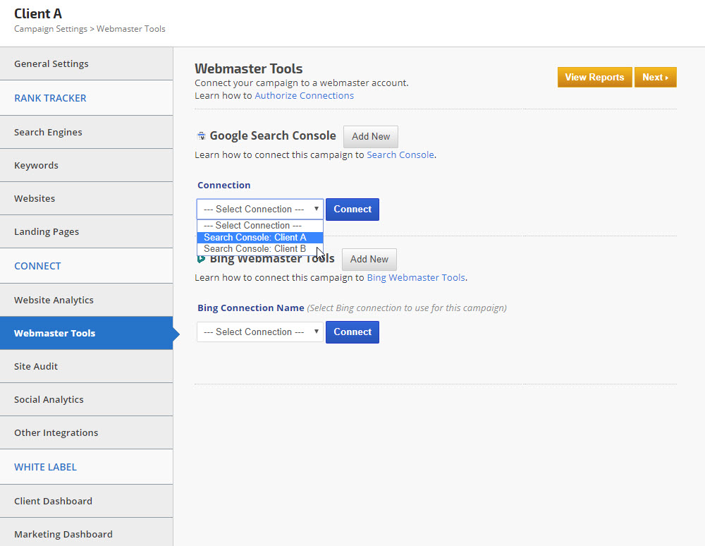 no Search Console connection