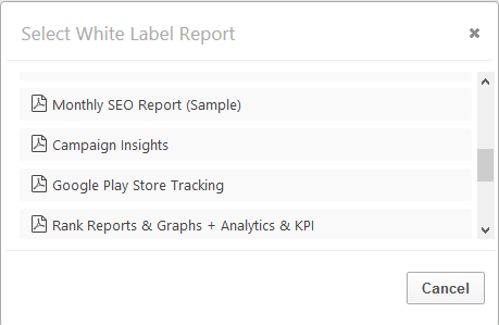 Select a PDF Report to add new report or graph