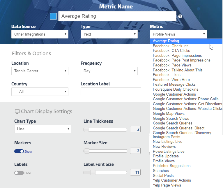 Yext statistics selection in Insight Graph