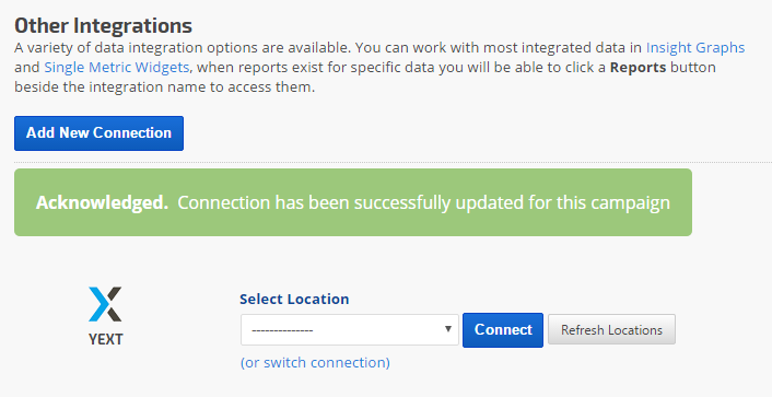 select a Yext business location