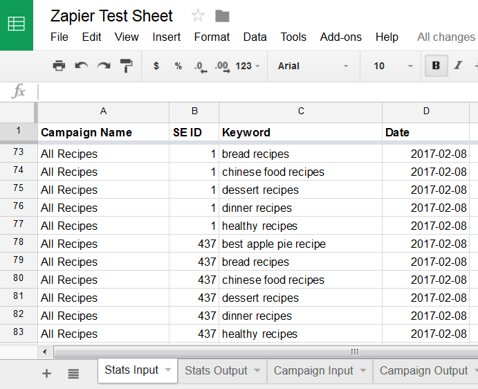 Rank Ranger Rank Stats Zapier App Input Example