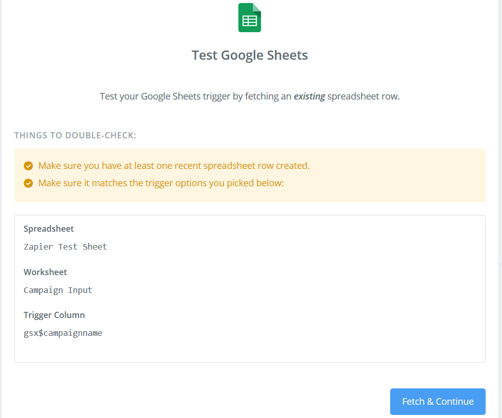 Test Google Sheets