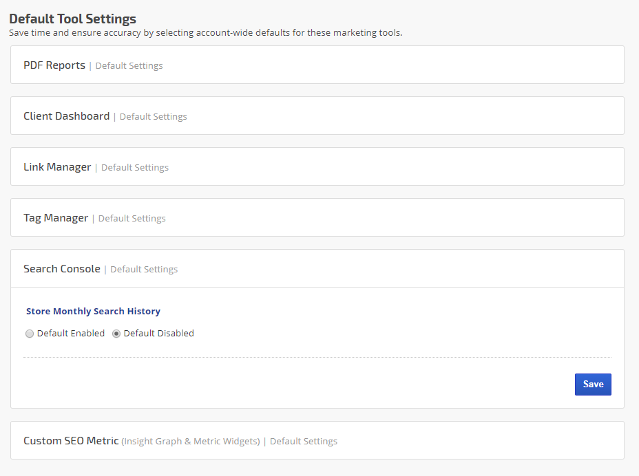 Search Console history