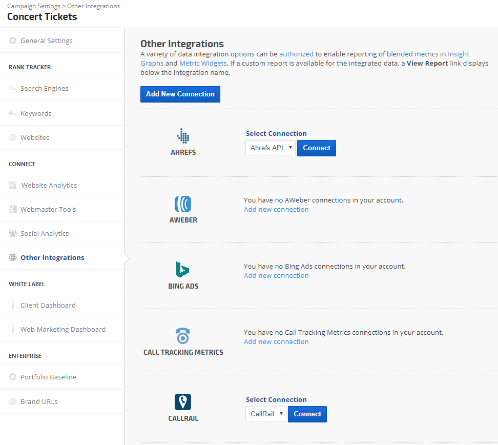 connect CallRail Account