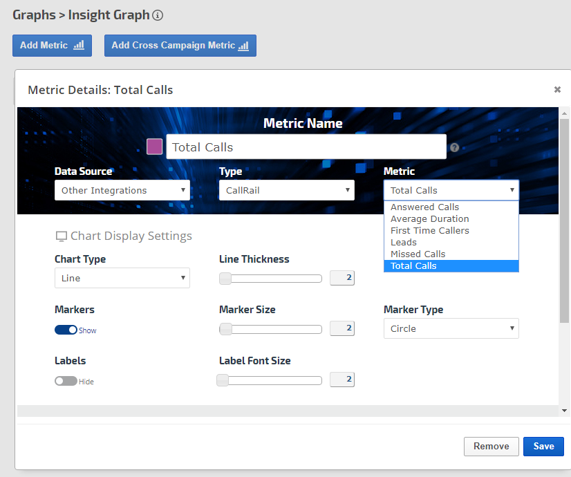 insight graph settings callrail
