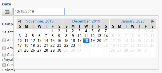 Select export data date