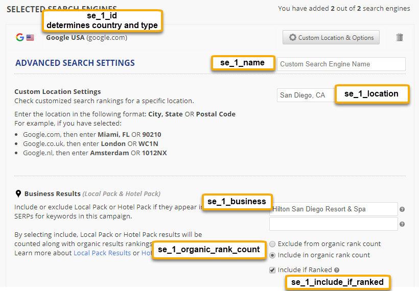 search engine settings