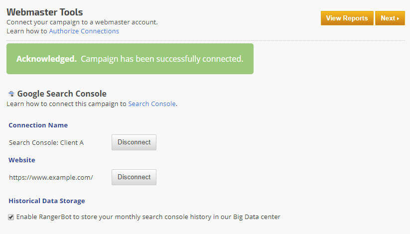 Google Search Console integration