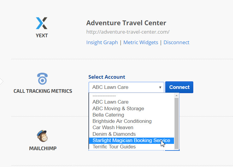 Call tracking metrics account