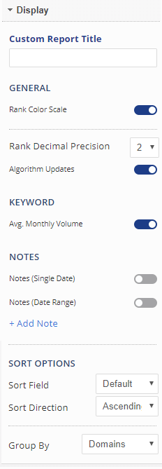 display options