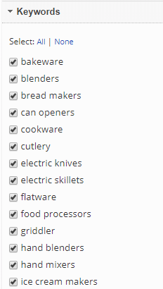 select keywords