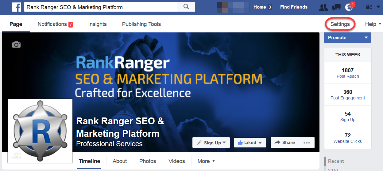 Facebook Page Admin Settings