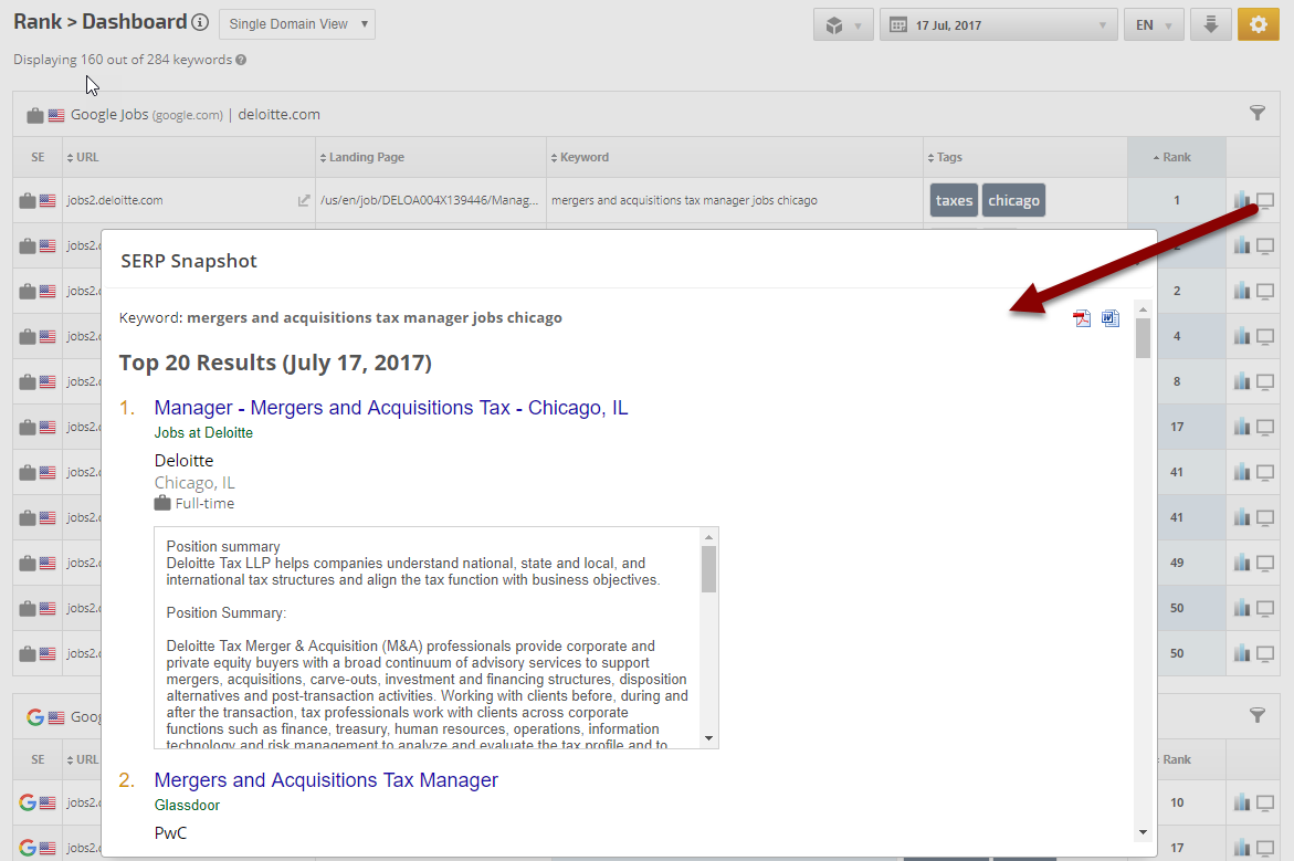 Google Jobs Rank Tracking