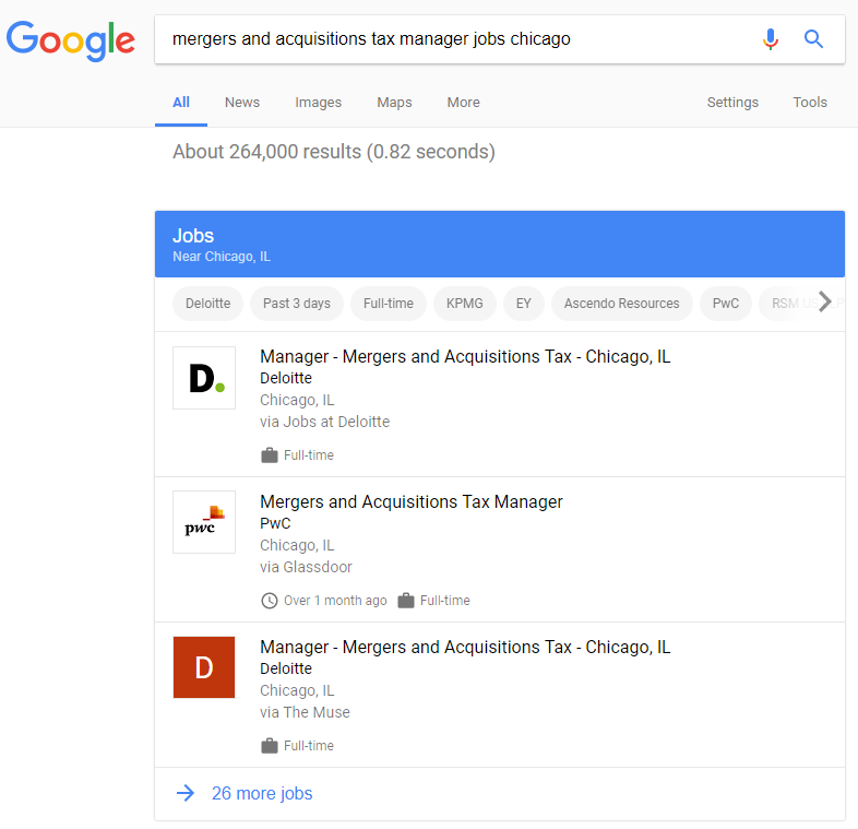 Google Jobs box