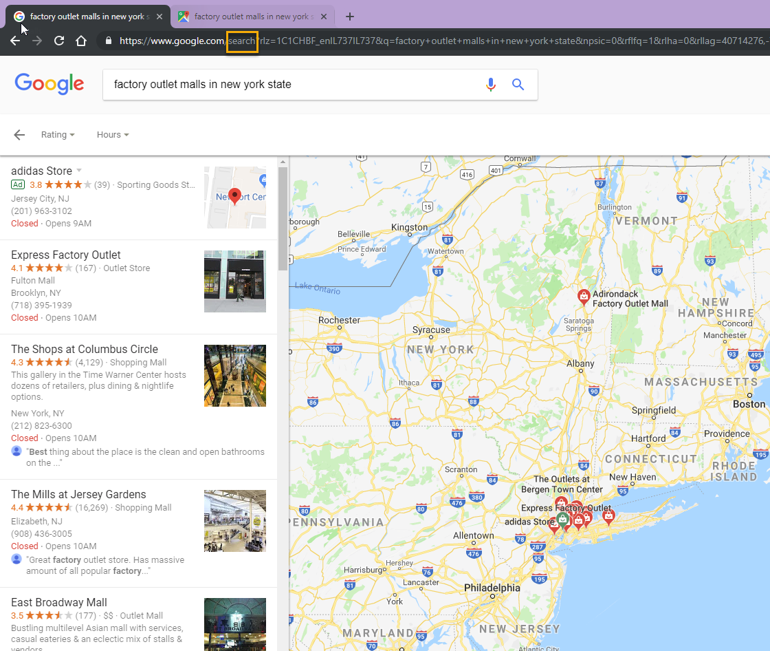 Local finder results