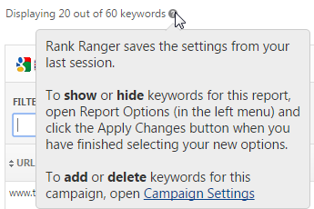 keywords not in report