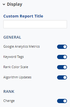 Enter Custom Report Title and display settings