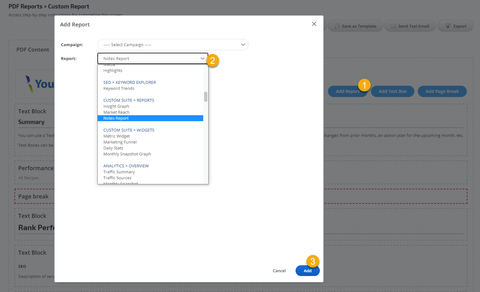 add note to pdf report