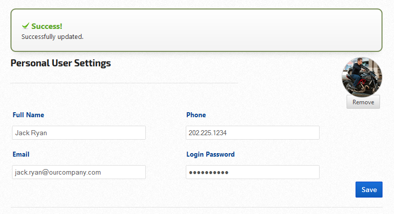 User Settings Updated