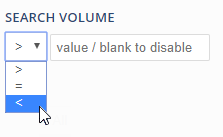 Search volume filter