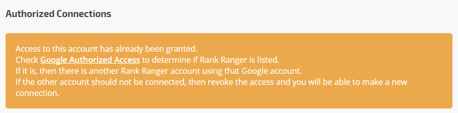 Search Console connection exists