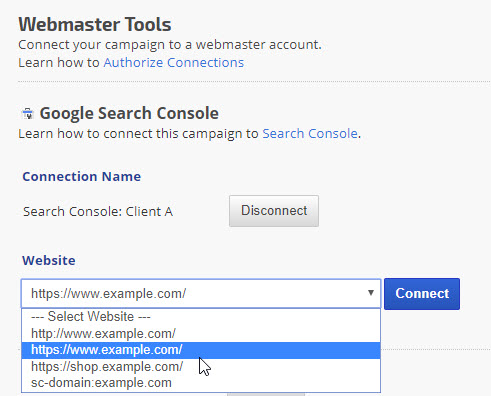 Campaign Settings > Webmaster Tools