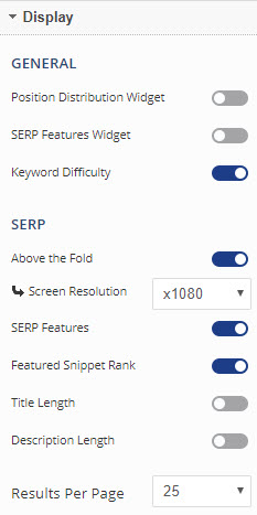 Display options