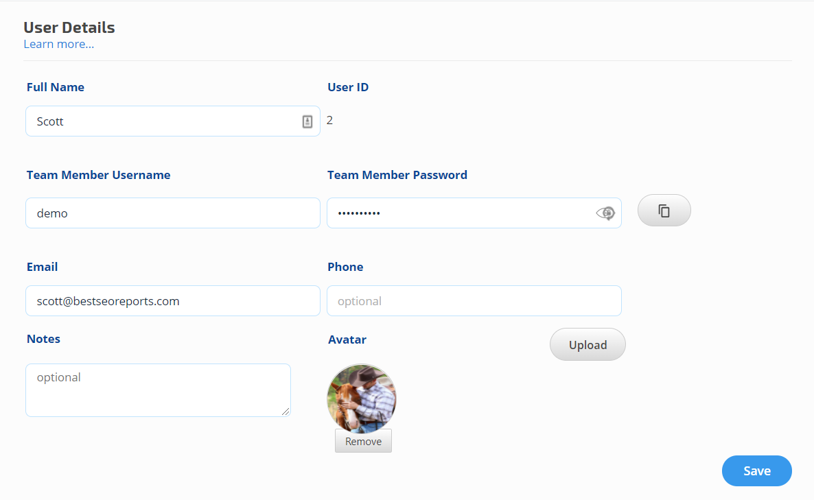 User Details