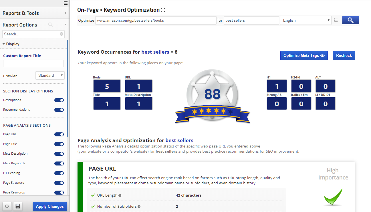 On-Page Keyword Optimization Tool