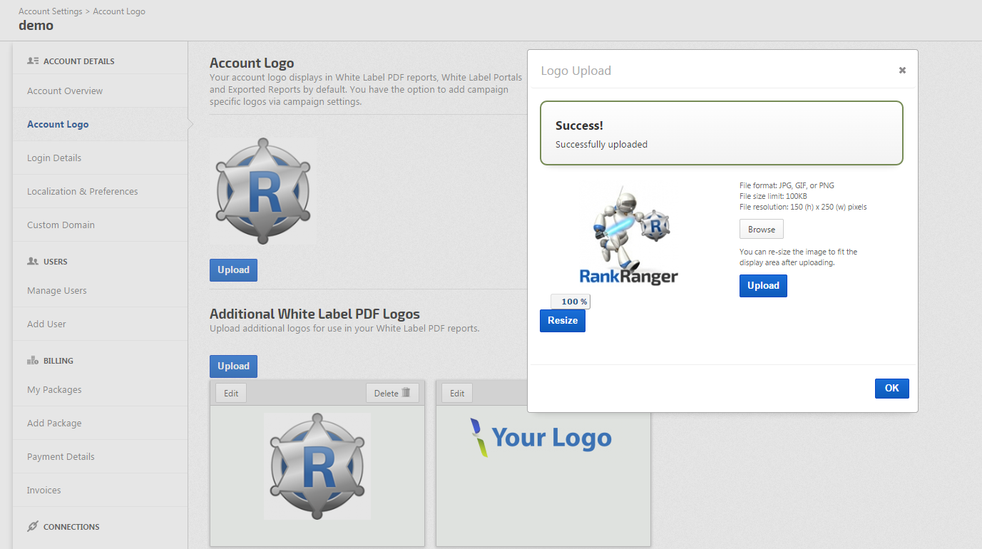 Upload your logo