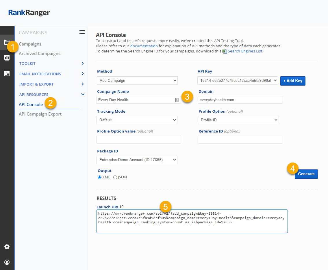 Rank Ranger API Testing Tool