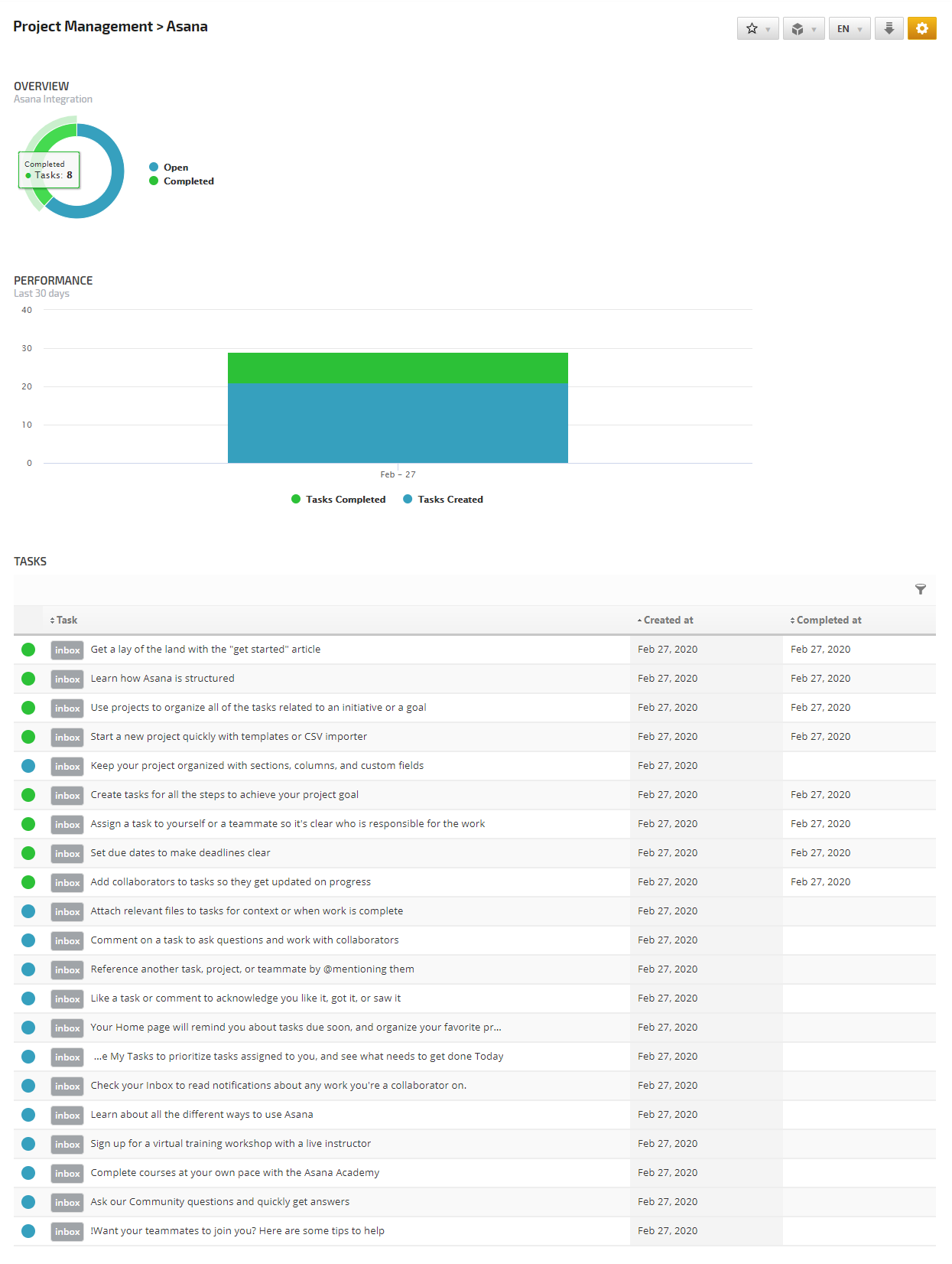Asana Project Management Report