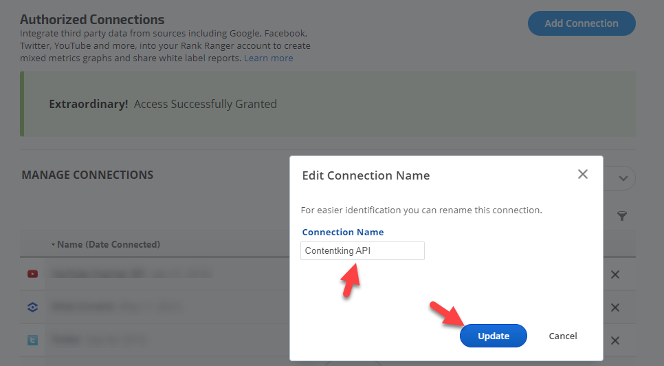 Name your ContentKing Connection