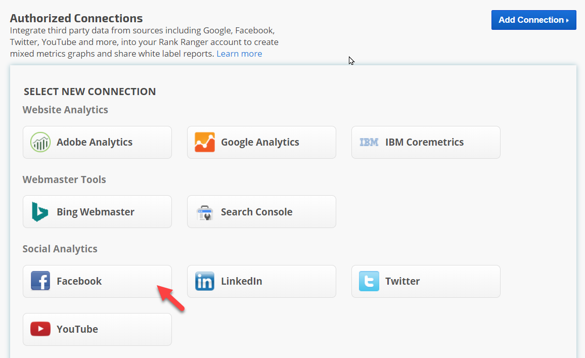 Authorized Connections Facebook Analytics Integration