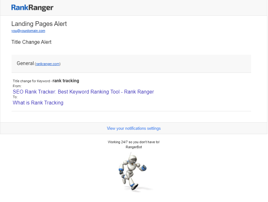Landing Page Title Change alert