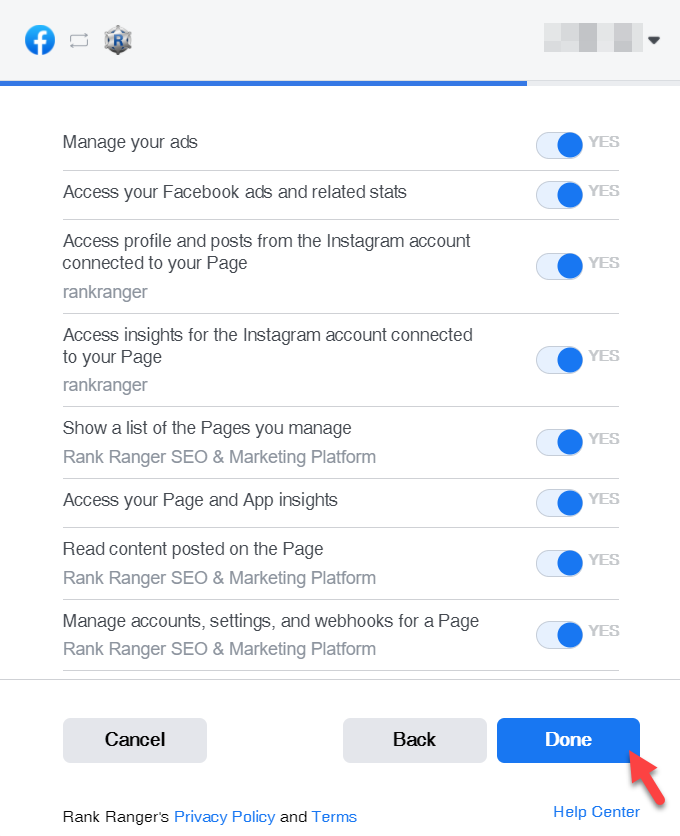 Facebook permissions