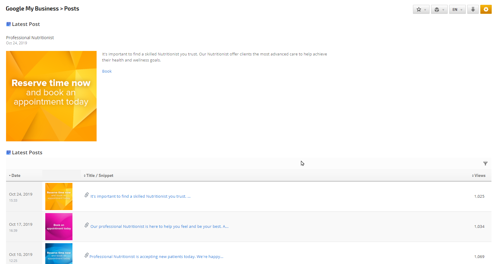 Google My Business Overview report