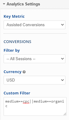select analytics settings