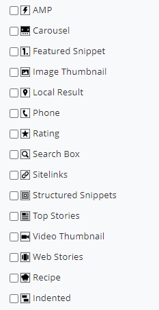 SERP indicator icons