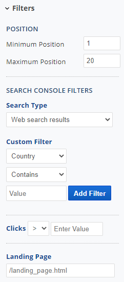Search Console Filters