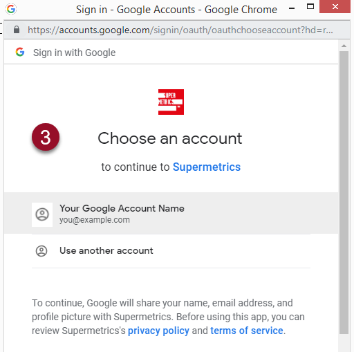 Authorize Supermetrics connection