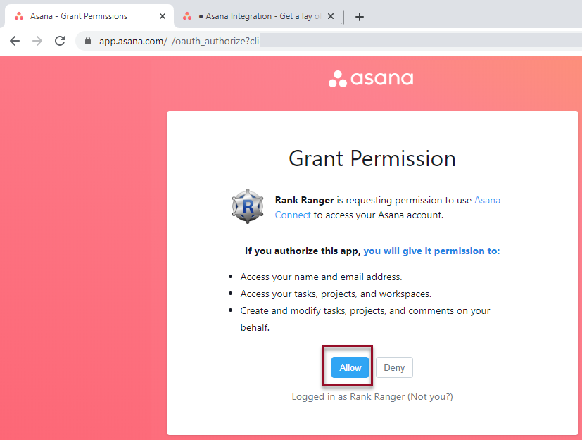authorize Constant Contact integration