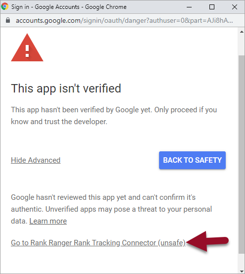 resolve verification warning